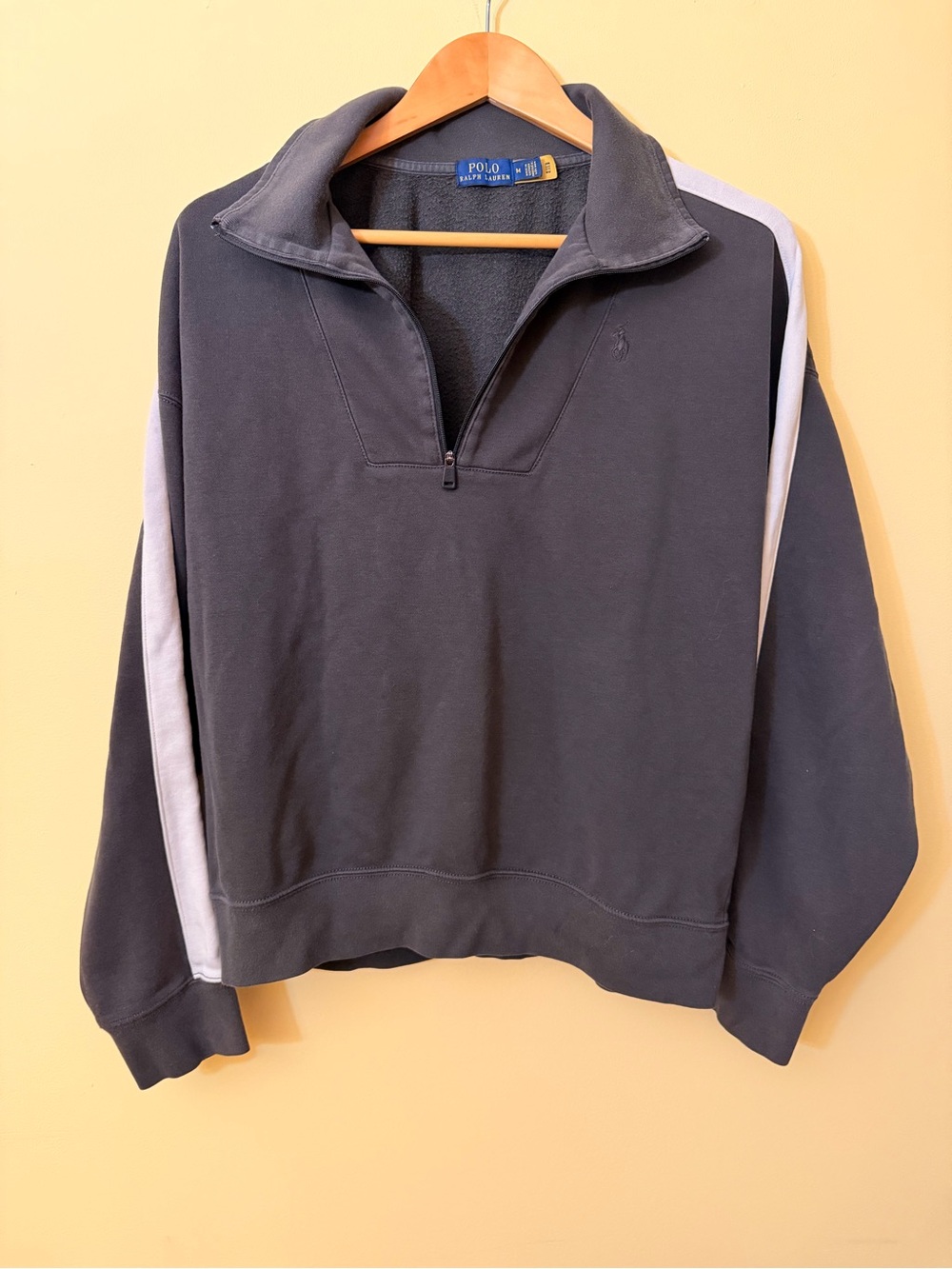Polo Ralph Lauren Charcoal Cropped Track 1/4 Zip Men's M Unisex 20" L